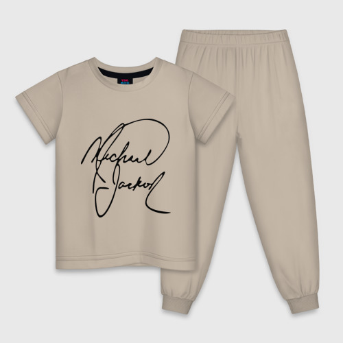 Детская пижама хлопок Michael Jackson автограф, цвет миндальный