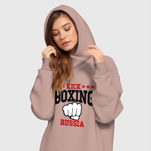 Платье-худи хлопок Kickboxing Russia, цвет пыльно-розовый - фото 3