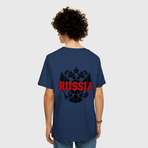 Мужская футболка хлопок Oversize Kickboxing Russia, цвет темно-синий - фото 4