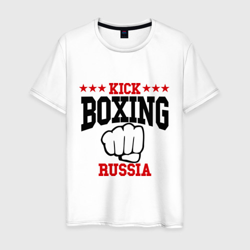 Мужская футболка хлопок Kickboxing Russia, цвет белый