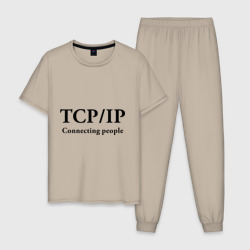 Мужская пижама хлопок TCP/IP Connecting people