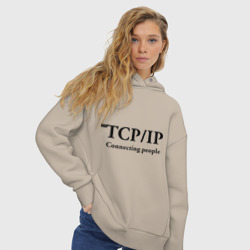 Женское худи Oversize хлопок TCP/IP Connecting people - фото 2