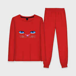 Женская пижама с лонгсливом хлопок Кошачьи глаза