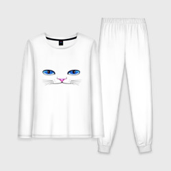 Женская пижама с лонгсливом хлопок Кошачьи глаза