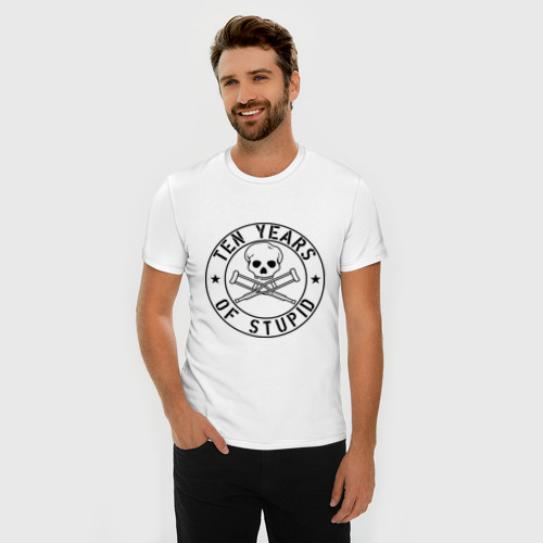 Мужская футболка хлопок Slim Jackass Чудаки - 10 лет тупизны, цвет белый - фото 3