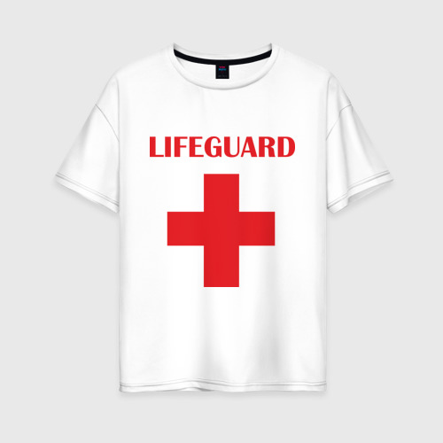 Женская футболка оверсайз из хлопка с принтом Спасатель, вид спереди №1