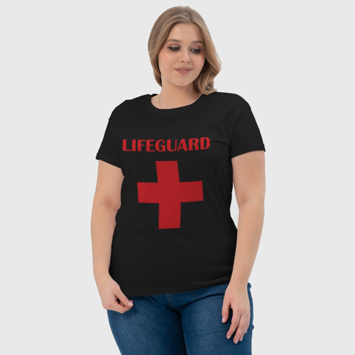 Женская футболка хлопок Спасатель, цвет черный - фото 6
