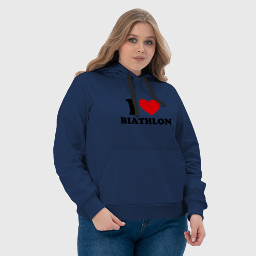 Женская толстовка хлопок Я люблю Биатлон — I love Biathlon, цвет темно-синий - фото 6