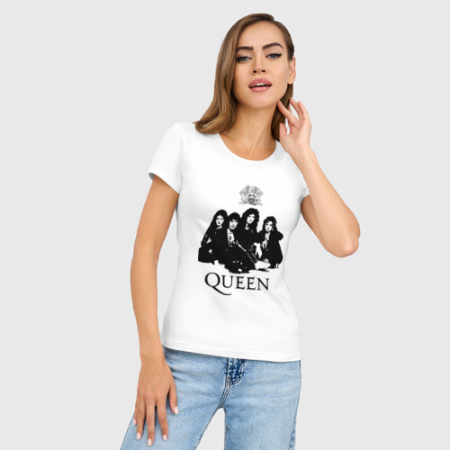 Женская футболка хлопок Slim Queen All, цвет белый - фото 3