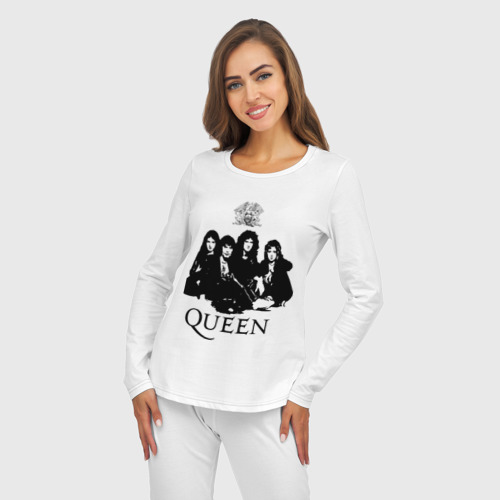 Женская пижама с лонгсливом хлопок Queen All, цвет белый - фото 5