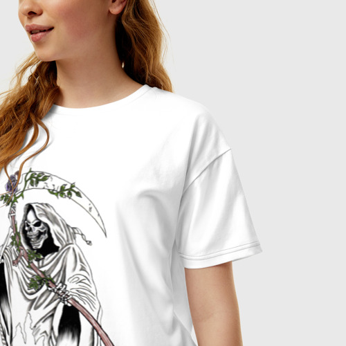 Женская футболка хлопок Oversize Death (1), цвет белый - фото 3