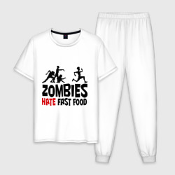 Мужская пижама хлопок Zombies hate fast food
