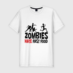 Мужская футболка хлопок Slim Zombies hate fast food