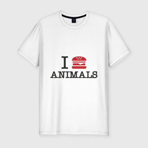 Мужская футболка хлопок Slim I eat animals, цвет белый