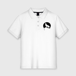 Женское поло хлопок Волк на фоне Луны