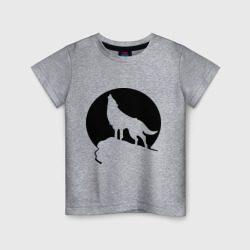 Детская футболка хлопок Волк на фоне Луны
