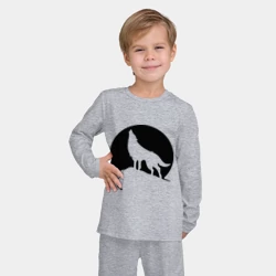 Детская пижама с лонгсливом хлопок Волк на фоне Луны - фото 2