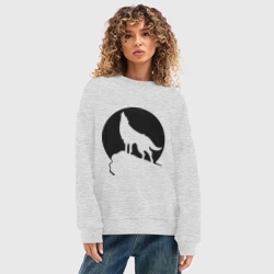 Женский свитшот oversize без начеса хлопок Волк на фоне Луны - фото 2