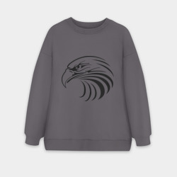 Женский свитшот oversize без начеса хлопок Орел голова перья
