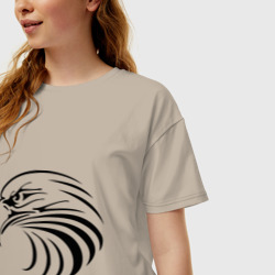 Женская футболка хлопок Oversize Орел голова перья - фото 2