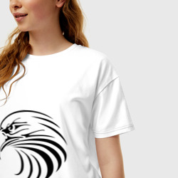 Женская футболка хлопок Oversize Орел голова перья - фото 2