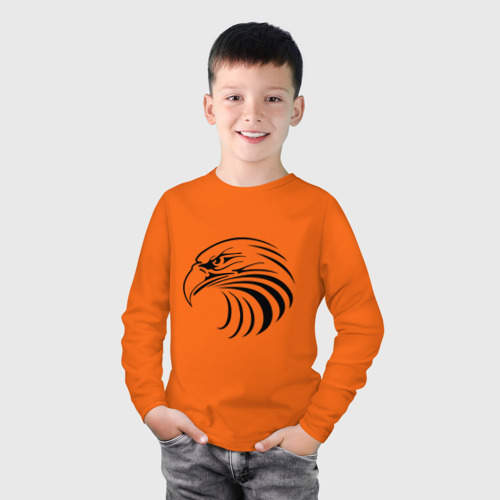 Детский лонгслив хлопок Орел голова перья, цвет оранжевый - фото 3