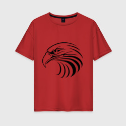 Женская футболка хлопок Oversize Орел голова перья