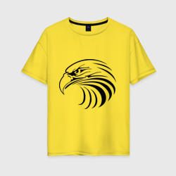 Женская футболка хлопок Oversize Орел голова перья