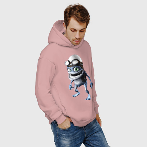 Мужское худи Oversize хлопок Crazy frog, цвет пыльно-розовый - фото 7