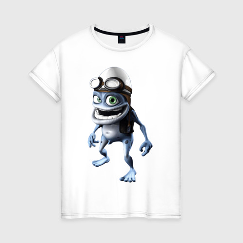 Женская футболка хлопок Crazy frog, цвет белый