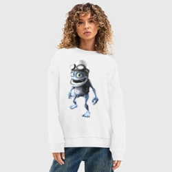 Женский свитшот oversize без начеса хлопок Crazy frog - фото 2