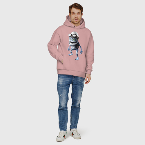 Мужское худи Oversize хлопок Crazy frog, цвет пыльно-розовый - фото 6