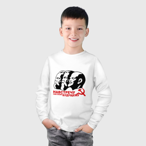 Детский лонгслив хлопок Навстречу светлому будущему СССР, цвет белый - фото 3