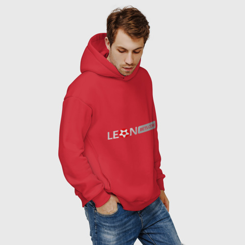 Мужское худи Oversize хлопок Leon, цвет красный - фото 7