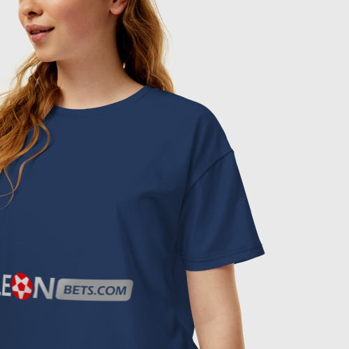 Женская футболка хлопок Oversize Leon, цвет темно-синий - фото 3