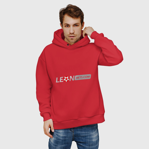 Мужское худи Oversize хлопок Leon, цвет красный - фото 3