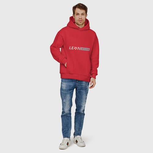 Мужское худи Oversize хлопок Leon, цвет красный - фото 6