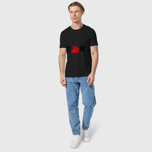 Мужская футболка хлопок Кролики (2), цвет черный - фото 5