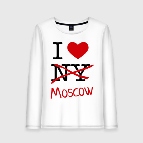 Женский лонгслив хлопок I love Moscow 2, цвет белый