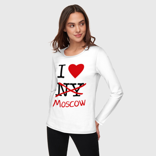 Женский лонгслив хлопок I love Moscow 2, цвет белый - фото 3