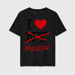 Женская футболка хлопок Oversize I love Moscow 2