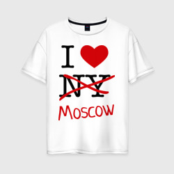 Женская футболка хлопок Oversize I love Moscow 2