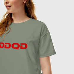 Женская футболка хлопок Oversize Iddqd Doom - фото 2