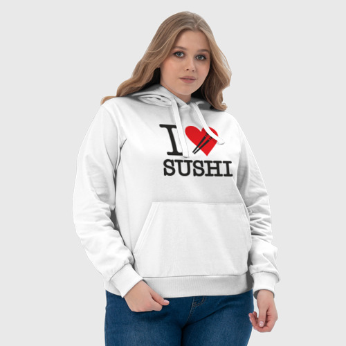 Женская толстовка хлопок I love sushi, цвет белый - фото 6