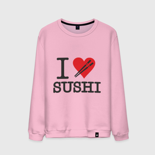 Мужской свитшот хлопок I love sushi, цвет светло-розовый