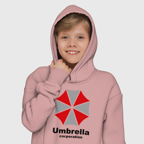 Детское худи Oversize хлопок Umbrella corporation, цвет пыльно-розовый - фото 12