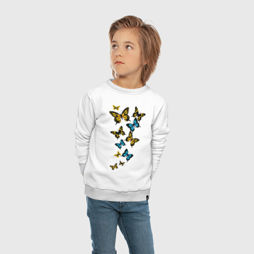 Детский свитшот хлопок Полет бабочки, цвет белый - фото 5