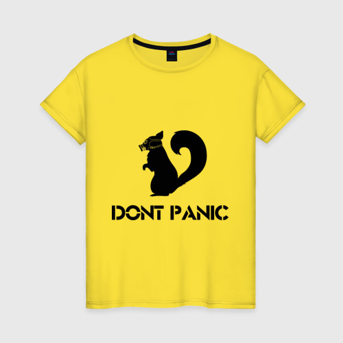 Женская футболка хлопок Don`t panic, цвет желтый