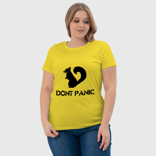 Женская футболка хлопок Don`t panic, цвет желтый - фото 6