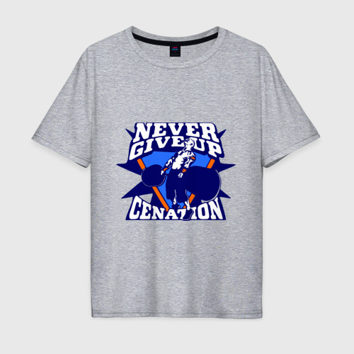 Мужская футболка хлопок Oversize с принтом WWE John Cena Never Give Up, вид спереди #2